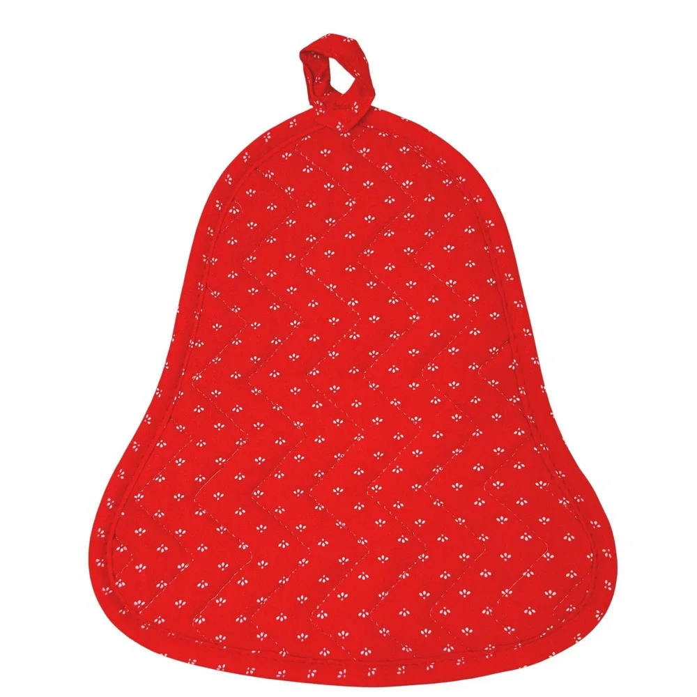 Vintage Christmas Potholder Red Bell Shape‎ Quilted Holiday Decor Grandmacore